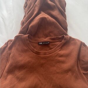 Zara Rust Ribbed Knit Dress